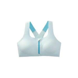 Brooks Light Blue and Aqua Front-Zip Sports Bra